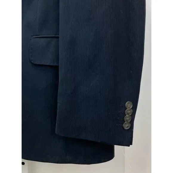 NWT IBIZA Size 40R San Miguel Silk Suit Jacket Sport Coat Two Button Navy Blue